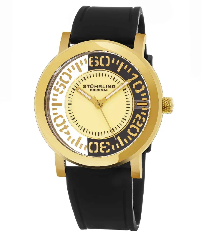 Gold Dial / Gold Case / Black Silicone Strap Tang Buckle