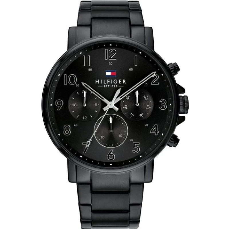 Men's Spring Design Dress Watches-Tommy Hilfiger 1710383 Men's Black Chronograph Watch