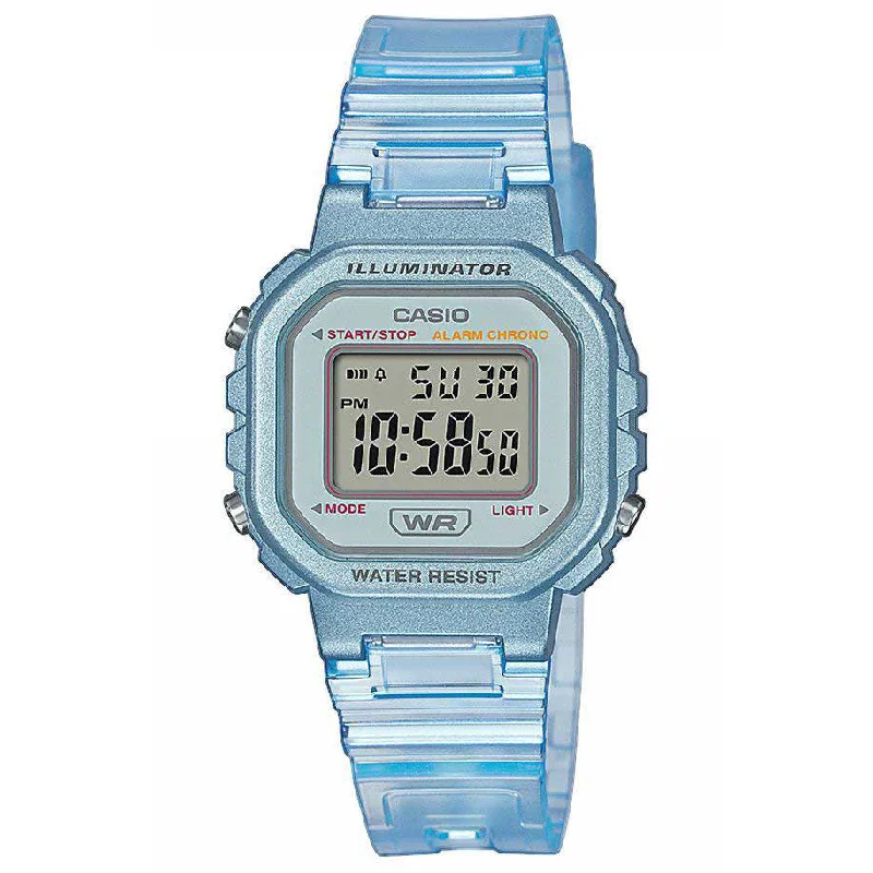 Unisex Wedding Design Watches-Casio Vintage Sport Ladies Blue Watch LA-20WHS-2AEF
