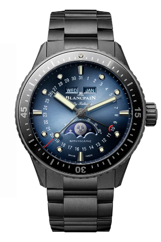 Men's Night Out Dress Watches-Blancpain Fifty Fathoms Bathyscaphe Complete Calendar Ceramic 5054 0140 01S