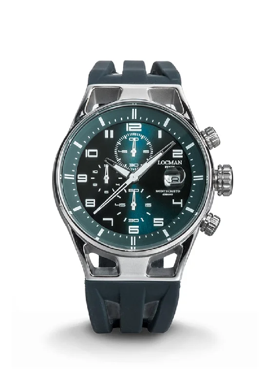 Men's Automatic Wind Style Sports Watches-Locman Montecristo Chrono 41mm cinturino silicone verde 0542A19S-00PTWHSL