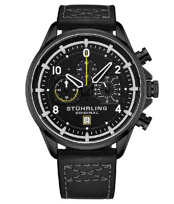 Black Dial / Black Case / Black Leather Strap Black Tang Buckle