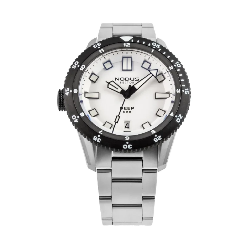 Men's Dive Watches with Swappable Dial Options -Nodus Sector Deep Destro Automatic Dive Watch - Polar White Dial