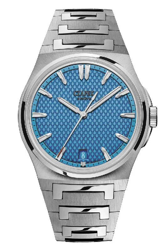 Men's Medium Size Style Dress Watches-Czapek Antarctique Passage de Drake Glacier Blue