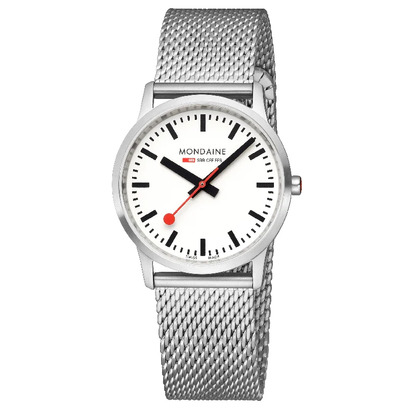 Men's Local Brand Design Dress Watches-Mondaine Simply Elegant Unisex White Watch A400.30351.16SBZ