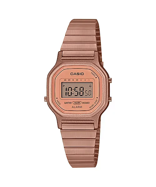 Unisex Sophisticated Style Watches-Casio Vintage LA-11WR-5ADF Unisex Rose Gold Digital Watch
