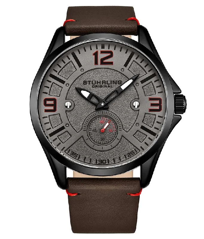 Gun Metal Grey Dial / Black Case / Dark Brown Leather Strap Black Tang Buckle