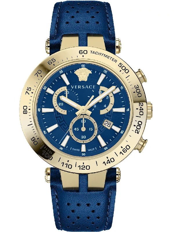 Men's Swiss Seasonal Edition-Versace Men's Watch Bold Chrono 46mm Blue Gold VEJB00322