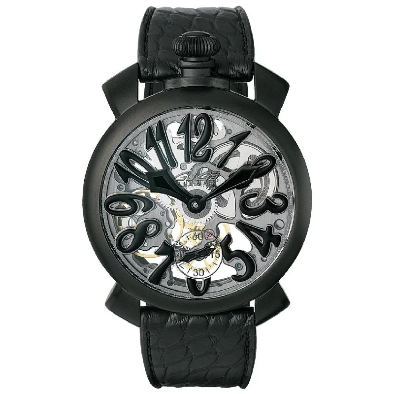 Men's Field Watches Instruction-Gaga Milano Men's Black Skeleton Mechanical Watch 5312.01