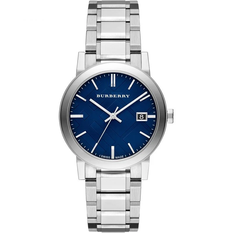 Unisex Modern Style Watches-Burberry BU9031 The City Steel Blue 38mm Watch