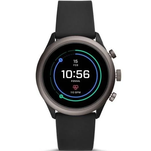 Unisex Minimalist Style Watches-Fossil FTW4019 Black Sport Smokey Smartwatch