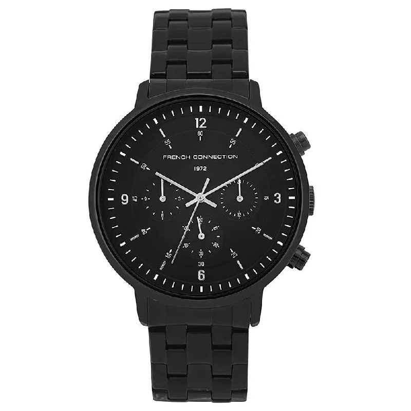 Men's Classic Style Slim Watches-French Connection FC140BBM Men's Original Black Chronograph Watch