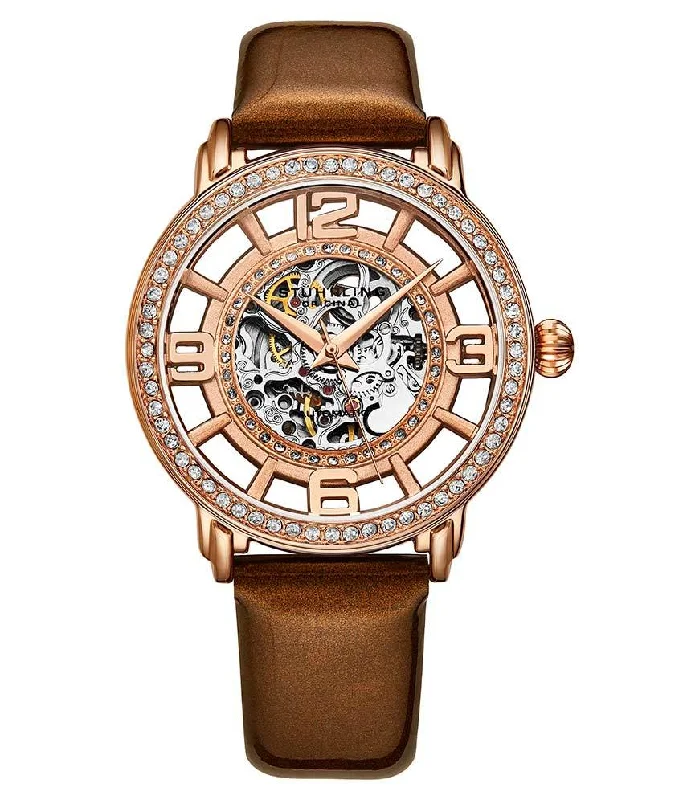 Rose Dial/Rose Case/Dark Brown Leather Strap