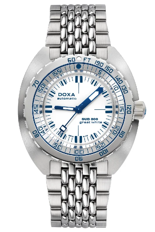 Men's Spring Design Dress Watches-Doxa SUB 300 'Great White' Topper Edition 821.10.011.10