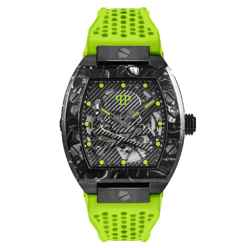 Unisex Sophisticated Style Watches-Philipp Plein Mens Watch High-Iconic The Skeleton Sport Master Automatic Yellow PWBAA0822