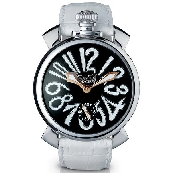 Men's Field Watches Straps Replacement-Gaga Milano Men's White Manuale Mechanical Watch 5010.06S