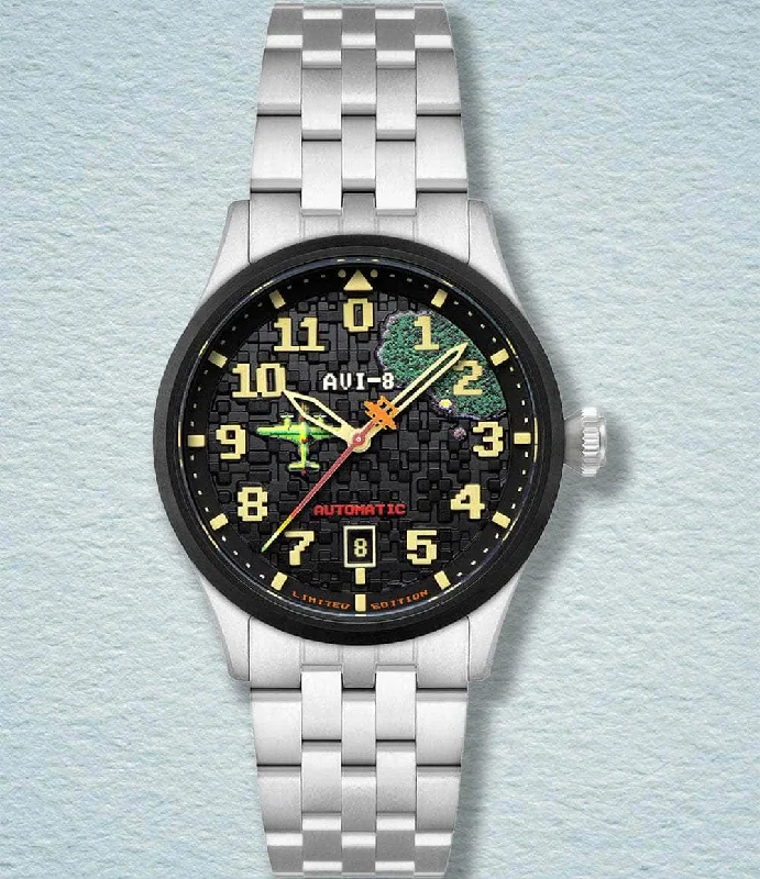 Men's Field Watches Reviews-Flyboy CAPCOM 1942 Automatic Pixel Limited Edition