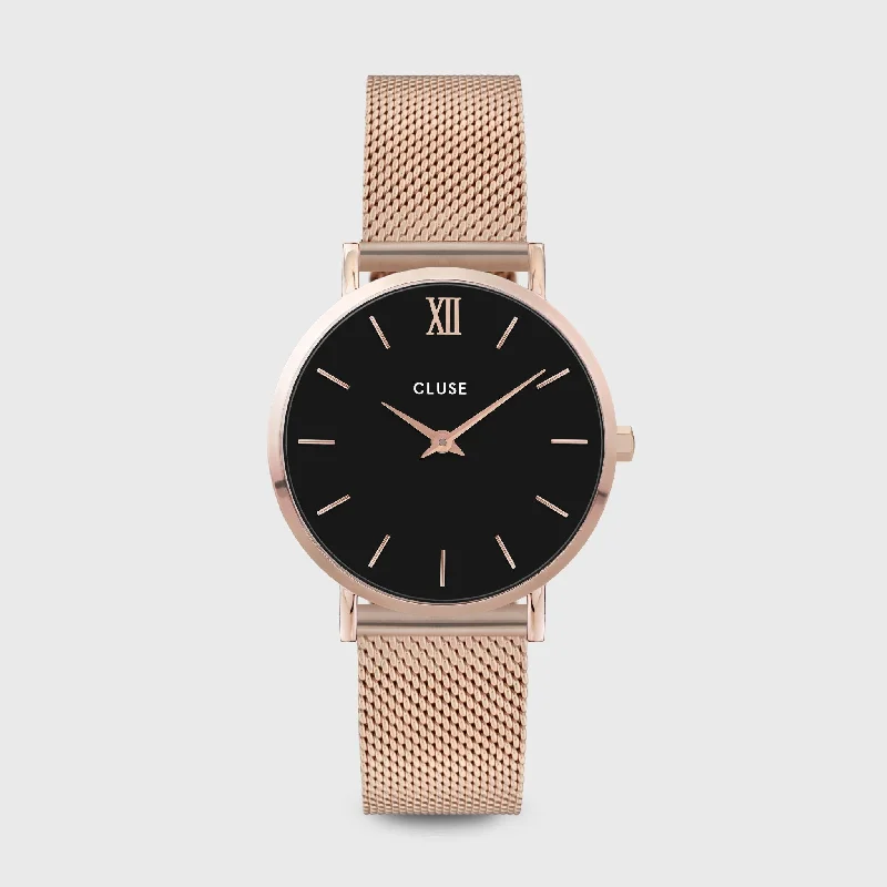 Women's Limited Edition Design Mechanical Watches-Minuit Watch Mesh, Black, Rose Gold Colour