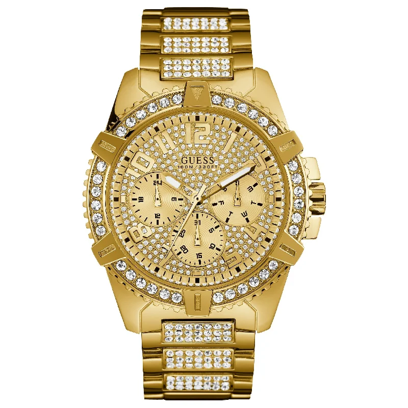 Men's Automatic Wind Design Dress Watches-Guess W0799G2 Men's Frontier Gold Watch