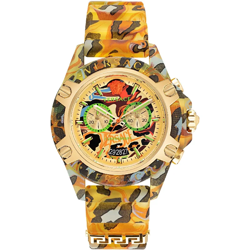 Unisex Engagement Style Watches-Versace Unisex Watch Chronograph Active Yellow Leopard VEZ700822 Unisex Engagement Style Watches-Versace Unisex Watch Chronograph Active Yellow Leopard VEZ700822