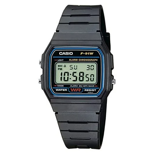 Men's Classic Watch Engraved-Casio Watch Classic Digital Black F-91W-1DG