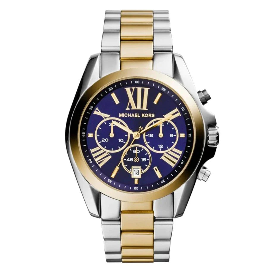 Unisex High-End Style Watches-Michael Kors Watch Bradshaw Chronograph 43mm Blue Gold MK5976 Unisex High-End Style Watches-Michael Kors Watch Bradshaw Chronograph 43mm Blue Gold MK5976