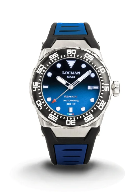 Men's Small Size Design Sports Watches-Orologio Locman Mare blu degradè cinturino silicone 0559A24A-00KBNKSB2