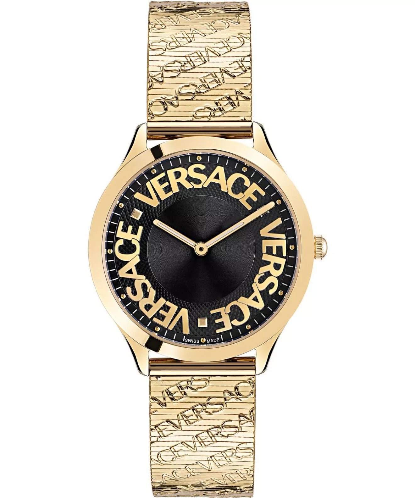Men's Swiss Limited Edition-Versace Ladies Watch Logo Halo Gold Milanese Bracelet VE2O00522