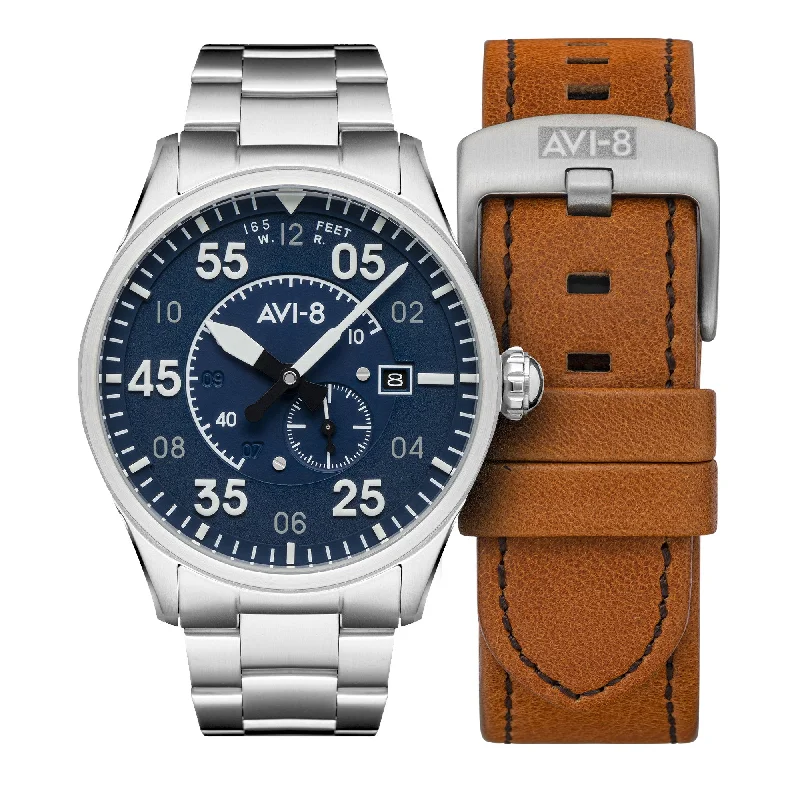 Men's Field Watches Summer Edition-AVI-8 Oxford Blue Spitfire Automatic Watch AV-4073-11