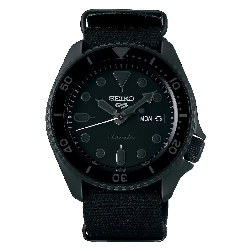 Men's Birthday Style Sports Watches-Orologio Seiko 5 sports SRPD79K1 total black Stealth