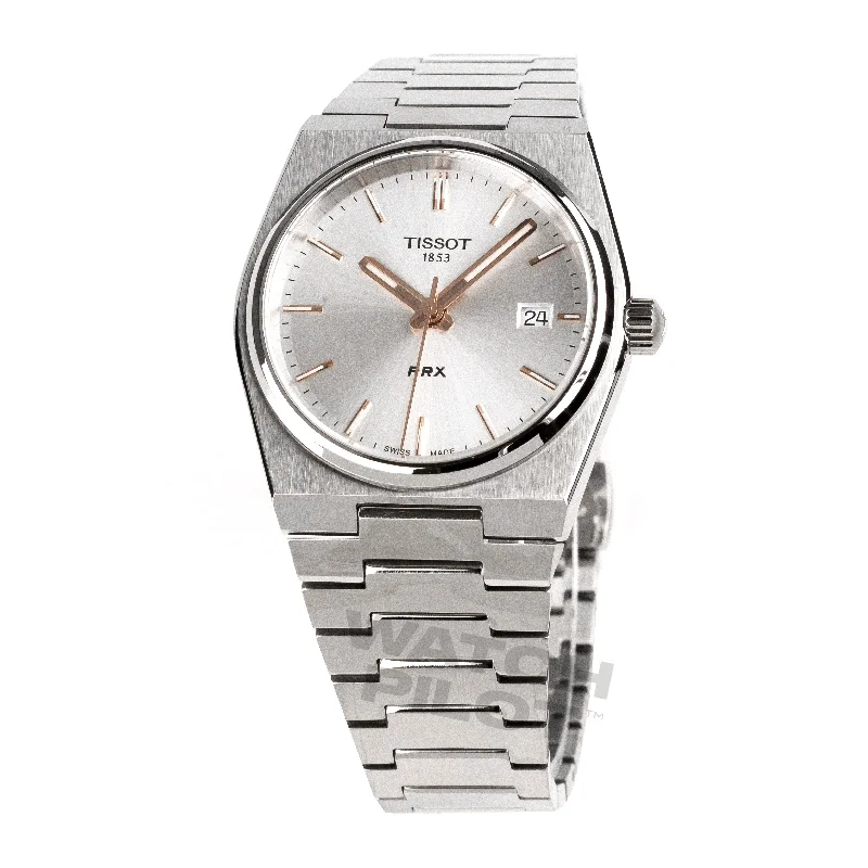 Men's Engraved Style Dress Watches-Tissot Prx 35Mm Unisex Silver Watch T1372101103100