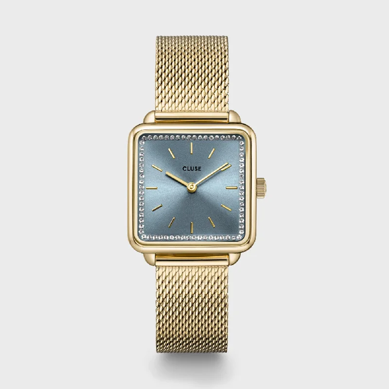 Women's Mechanical Movement Design Mechanical Watches-La Tétragone Watch Mesh stones Light Blue, Gold Colour Women's Mechanical Movement Design Mechanical Watches-La Tétragone Watch Mesh stones Light Blue, Gold Colour