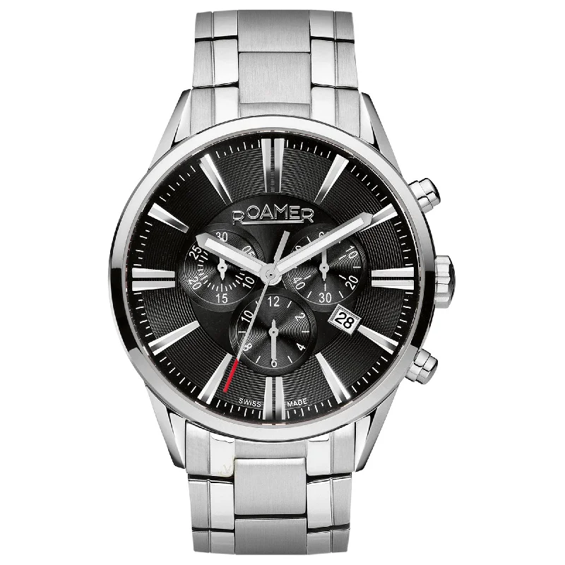 Men's Square Case Design Dress Watches-Roamer Men's BlackSuperior Chrono Watch 508837 41 55 50 Men's Square Case Design Dress Watches-Roamer Men's BlackSuperior Chrono Watch 508837 41 55 50