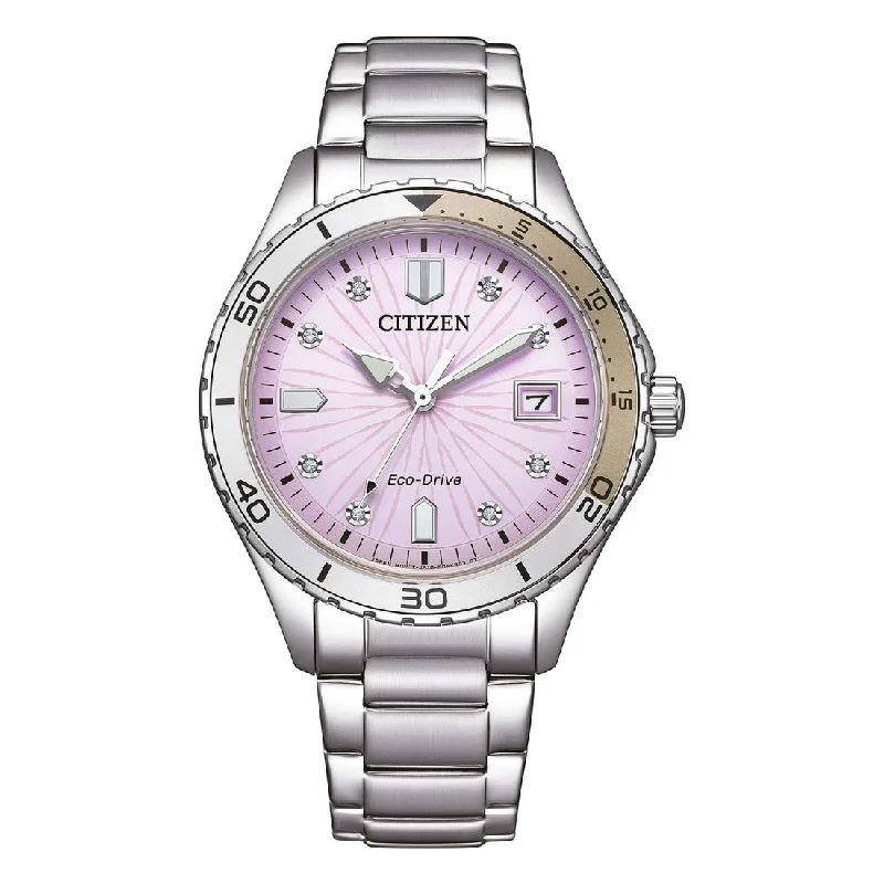 Women's Smart Style Mechanical Watches-Orologio Citizen OF Lady FE6170-88X rosa e zirconi