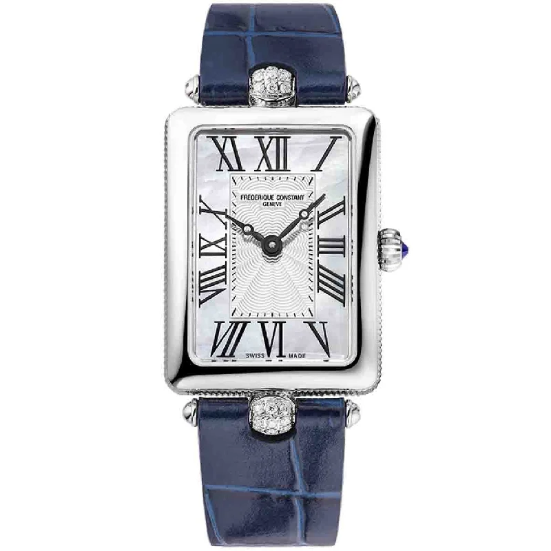 Men's Mechanical Movement Dress Watches-Frederique Constant Ladies Fc Art Deco Blue Watch FC-200MPW2AC2D6