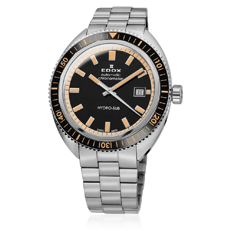 Men's Swiss Made Edition-Edox Hydro-Sub Men's Silver Black Watch 80128-3NBM-NIB