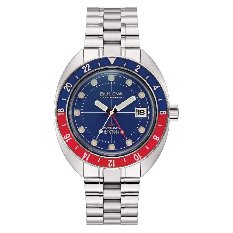 Men's Extra Large Style Sports Watches-Orologio Bulova 96B405 Oceanographer GMT ghiera pepsi