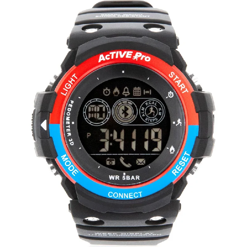 Mens Valentine's Day Design Smart Watches-Active Pro 1702 Bluetooth Black Sports Watch