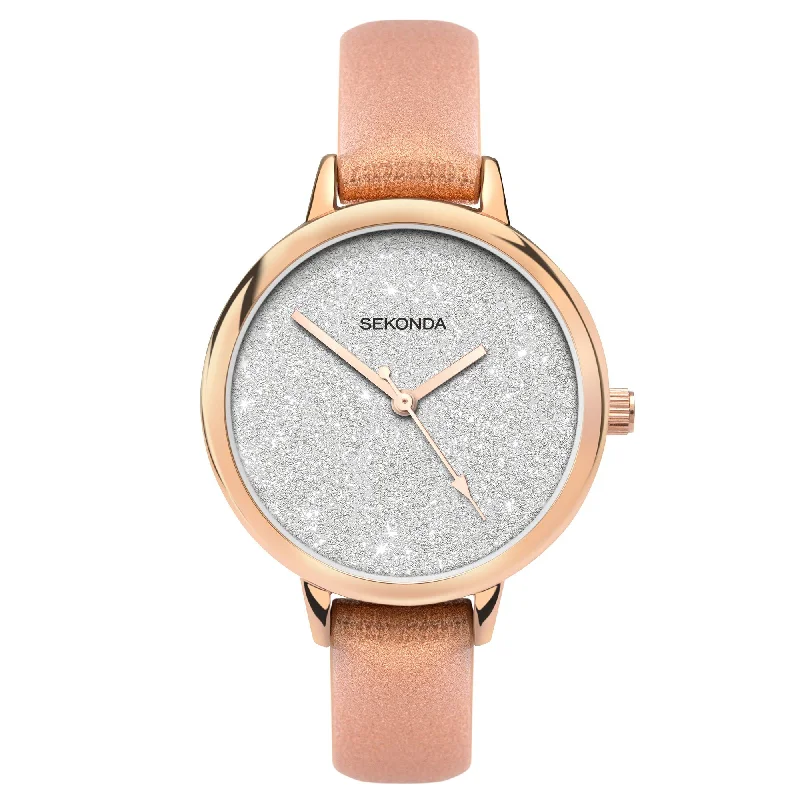 Men's Swiss Made Design Dress Watches-Sekonda 40025 Ladies Metallic Rose Gold Watch