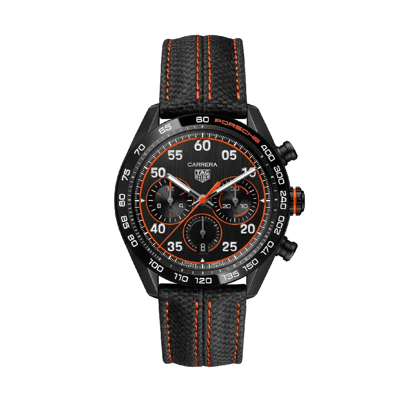 Men's Swiss Everyday Wear Edition-Tag Heuer Carrera Men's Black Orange Chronograph X Porsche Racing Special Edition Watch