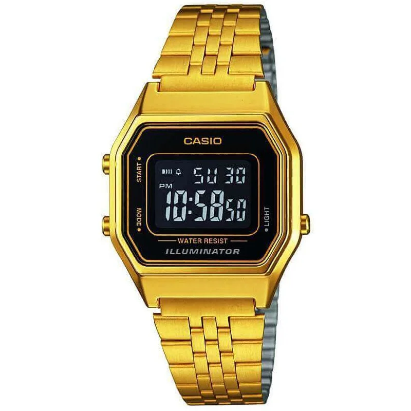 Unisex Medium Size Watches-Casio Vintage Unisex Gold Watch LA680WEGA-1BER