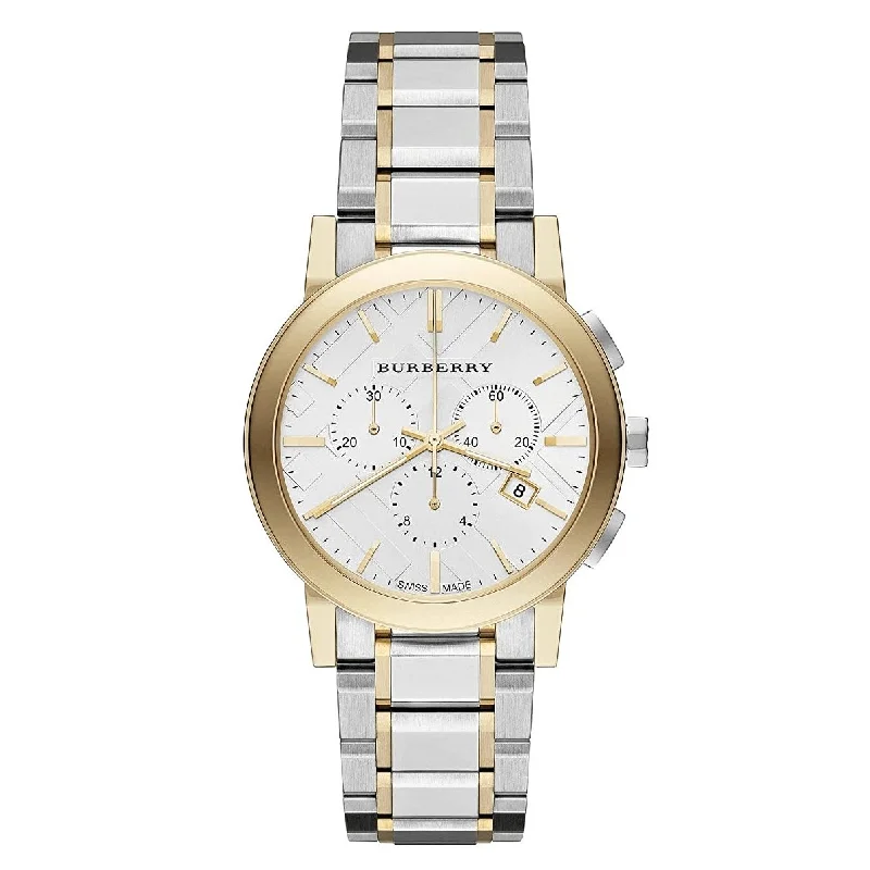 Unisex Italian Made Style Watches-Burberry BU9751 Chronograph Two-Tone Gold 38mm Watch