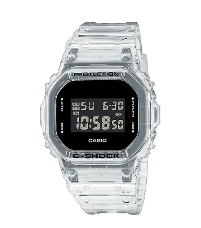Men's French Made Digital Watches-Casio G-Shock Men's Watch Skeleton Series Translucent DW-5600SKE-7ER