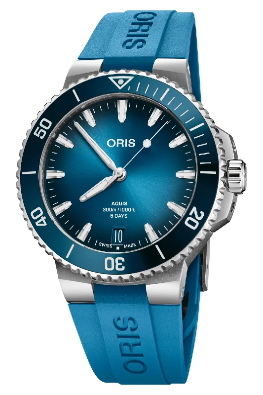 Men's Automatic Dress Watches-Oris Aquis Date 43.5mm Calibre 400 01 400 7790 4135-07 4 23 45EB