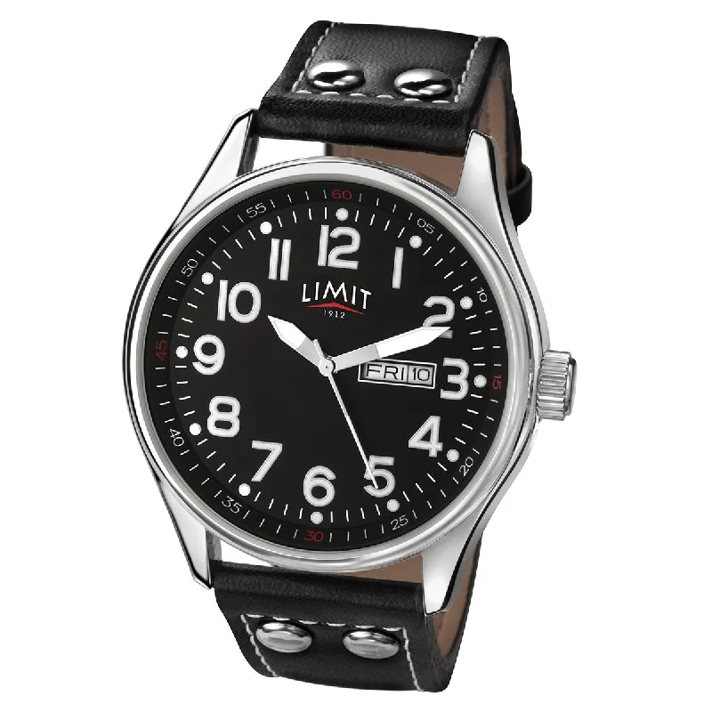 Men's Engagement Dress Watches-Limit 5492.01 Men's Black Pilot Watch