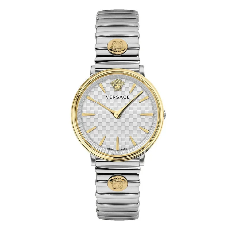 Men's Swiss Watch Quartz Movement Edition-Versace Ladies Watch V-Circle 38mm Silver Gold VE8104922