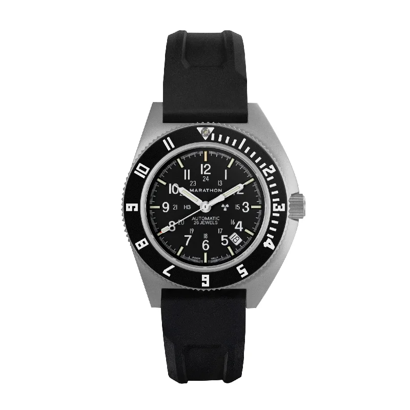 Men's Field Watches Extra Large Edition-41mm Steel Navigator w/ Date Automatic (SSNAV-D AUTO) on Black 3-Piece Rubber Strap Kit