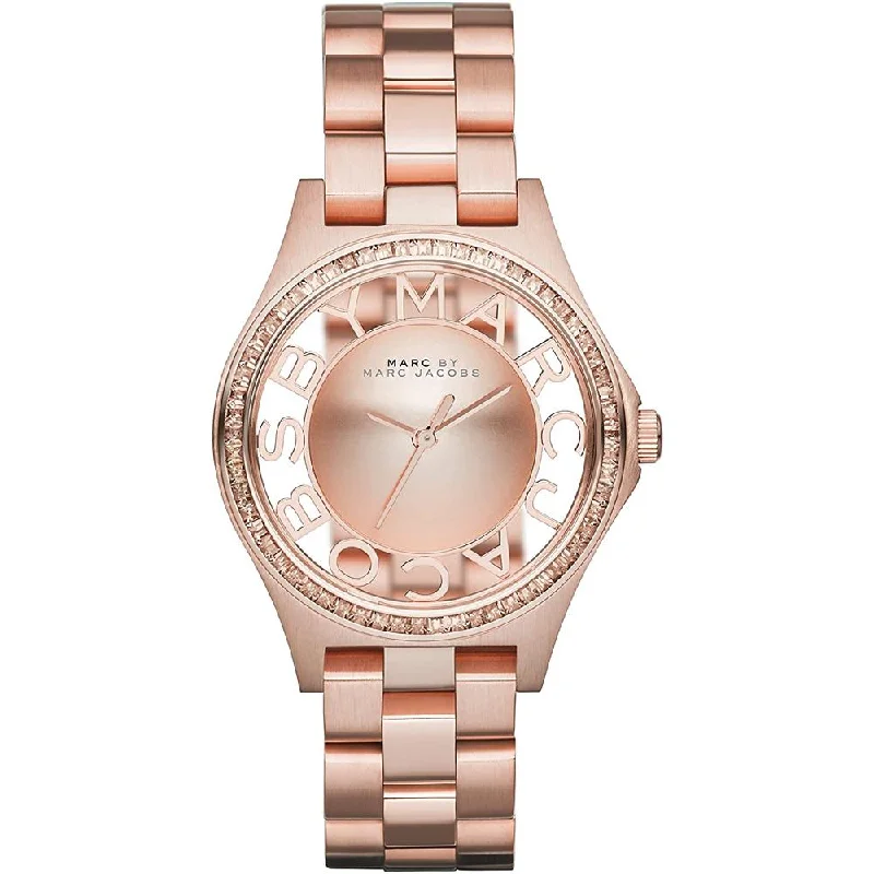 Men's Summer Slim Watches-Marc Jacobs MBM3339 Ladies Henry Glitz Rose Gold Watch