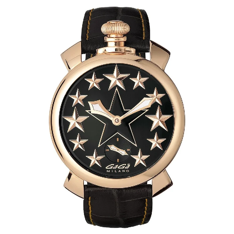 Men's Swiss Everyday Wear Edition-GaGà Milano Watch Manuale 48MM Stars Rose Gold Black