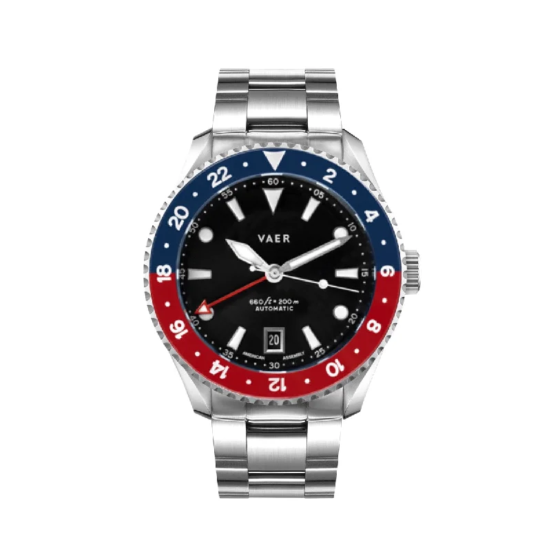 Men's GMT Watches with Vintage Design -​G5 Meridian Navy/Red - 39mm USA GMT